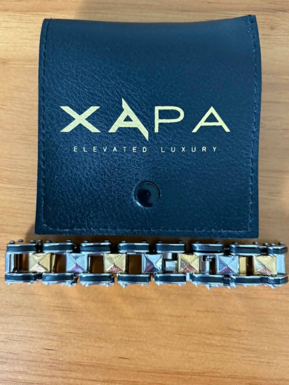 Men’s XAPA Pyramid Stud Link Bracelet – Stainless Steel (New)